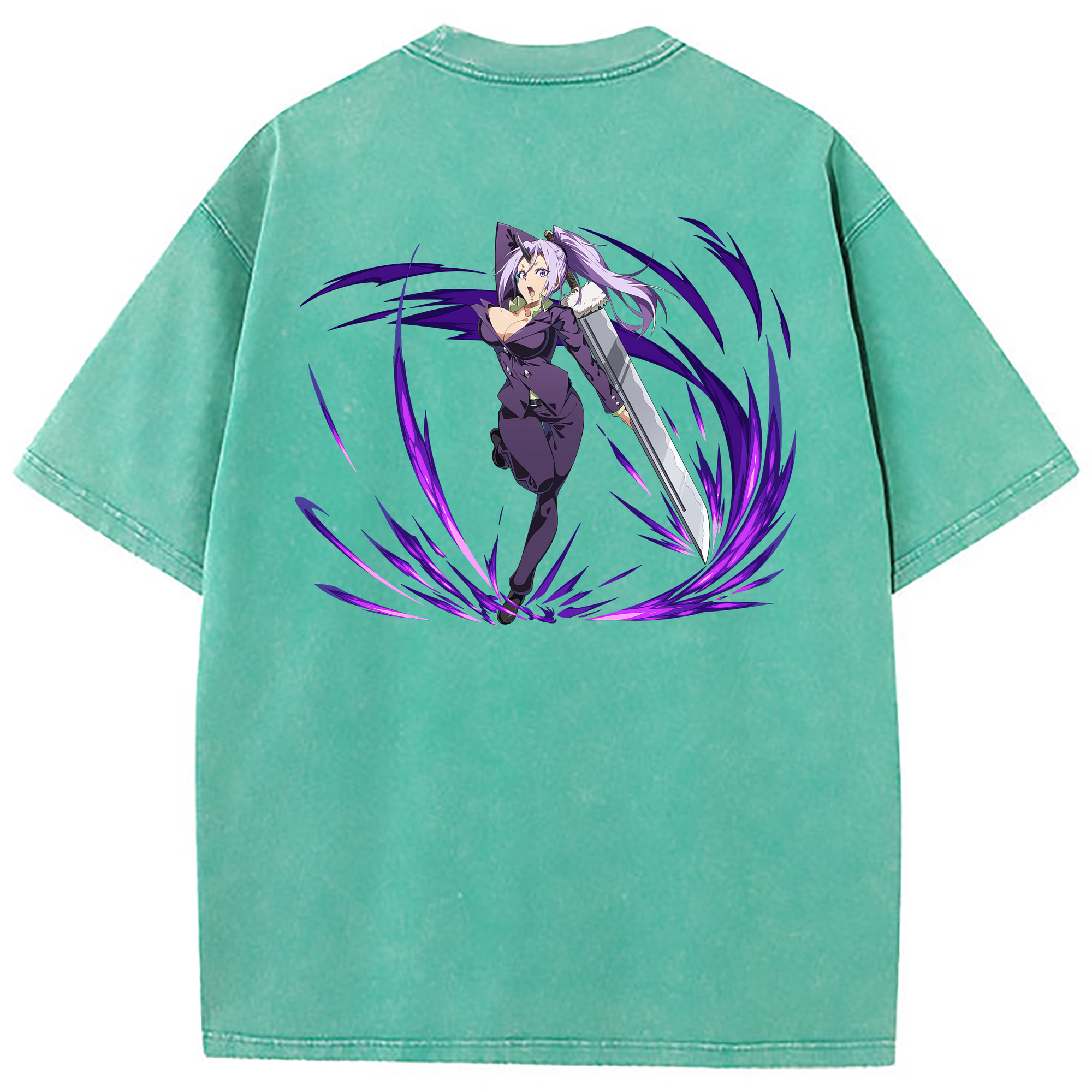 （画像用） 転スラ Regarding Reincarnated to Slime 綿100% ヴィンテージ風 半袖Tシャツ（背面プリント）